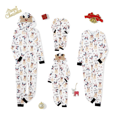 Set of matching Christmas-themed onesies with reindeer - ChildAngle Reindeer Family Matching Onesie Pajama Set