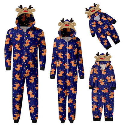 Set of matching Christmas-themed onesies with reindeer - ChildAngle Reindeer Family Matching Onesie Pajama Set