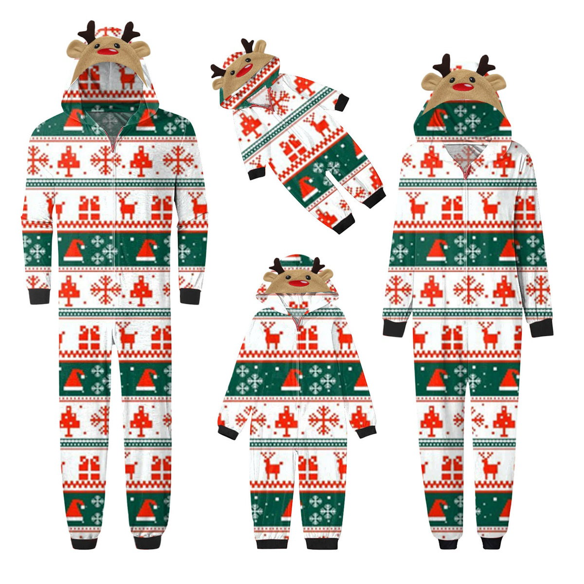 Reindeer Snowflake Christmas Tree Family matching Christmas-themed pajamas - ChildAngle
