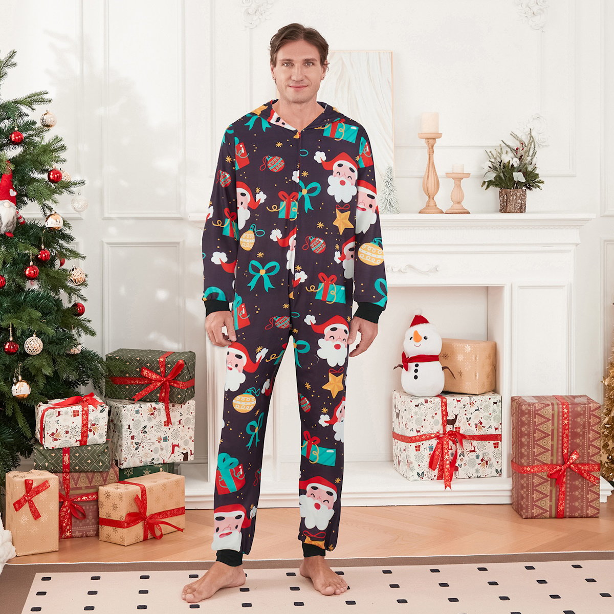 ChildAngle Allover Santa Claus Family matching Christmas-themed Onesie Pajamas 