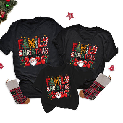 Black and Red Plaid Short Sleeve Family Matching Christmas Pajamas Letter Print Family Christmas 2026 - ChildAngle