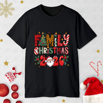 Black and Red Plaid Short Sleeve Family Matching Christmas Pajamas Letter Print Family Christmas 2026 - ChildAngle