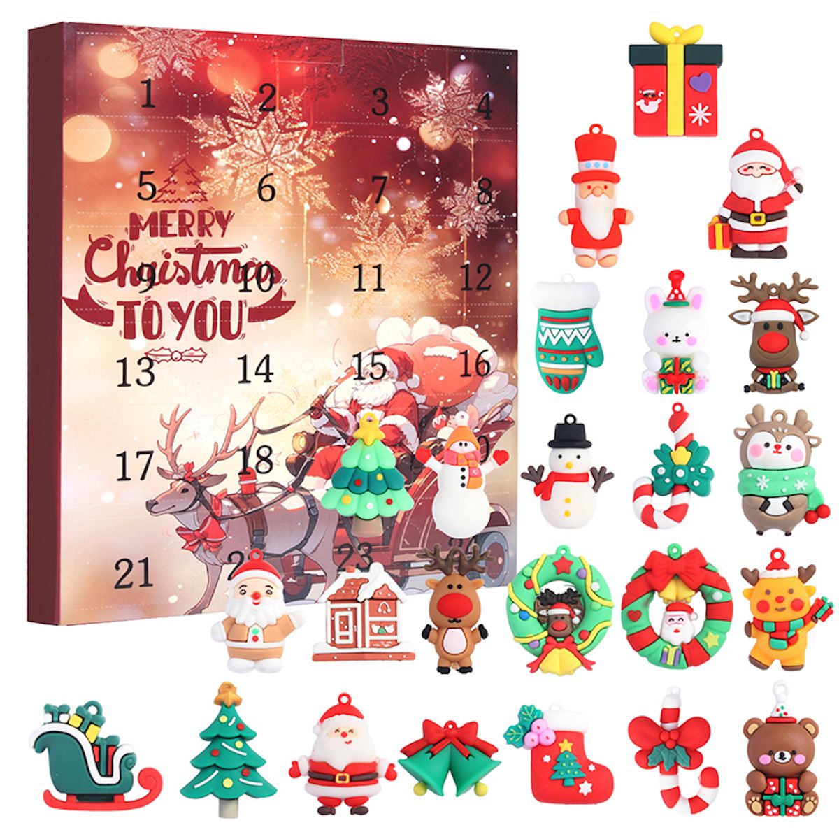 Christmas Squishy Advent Calendar with 24 PCS Ornaments Countdown - ChildAngle