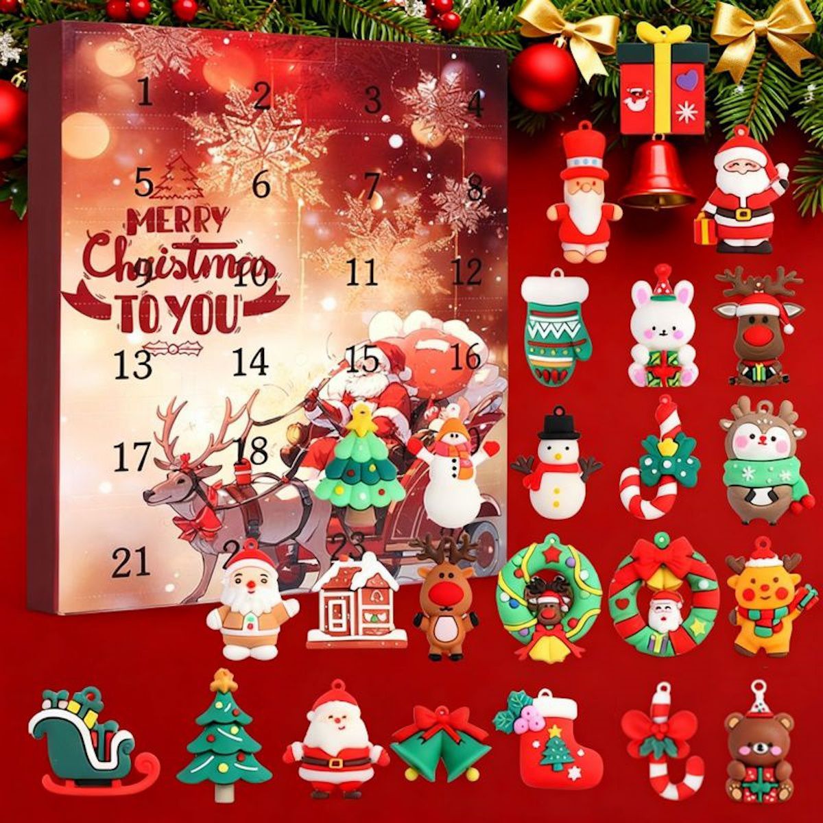 Christmas Squishy Advent Calendar with 24 PCS Ornaments Countdown - ChildAngle