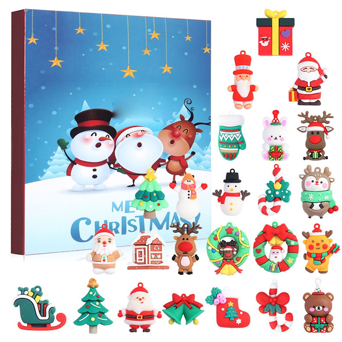 Christmas Squishy Advent Calendar with 24 PCS Ornaments Countdown - ChildAngle