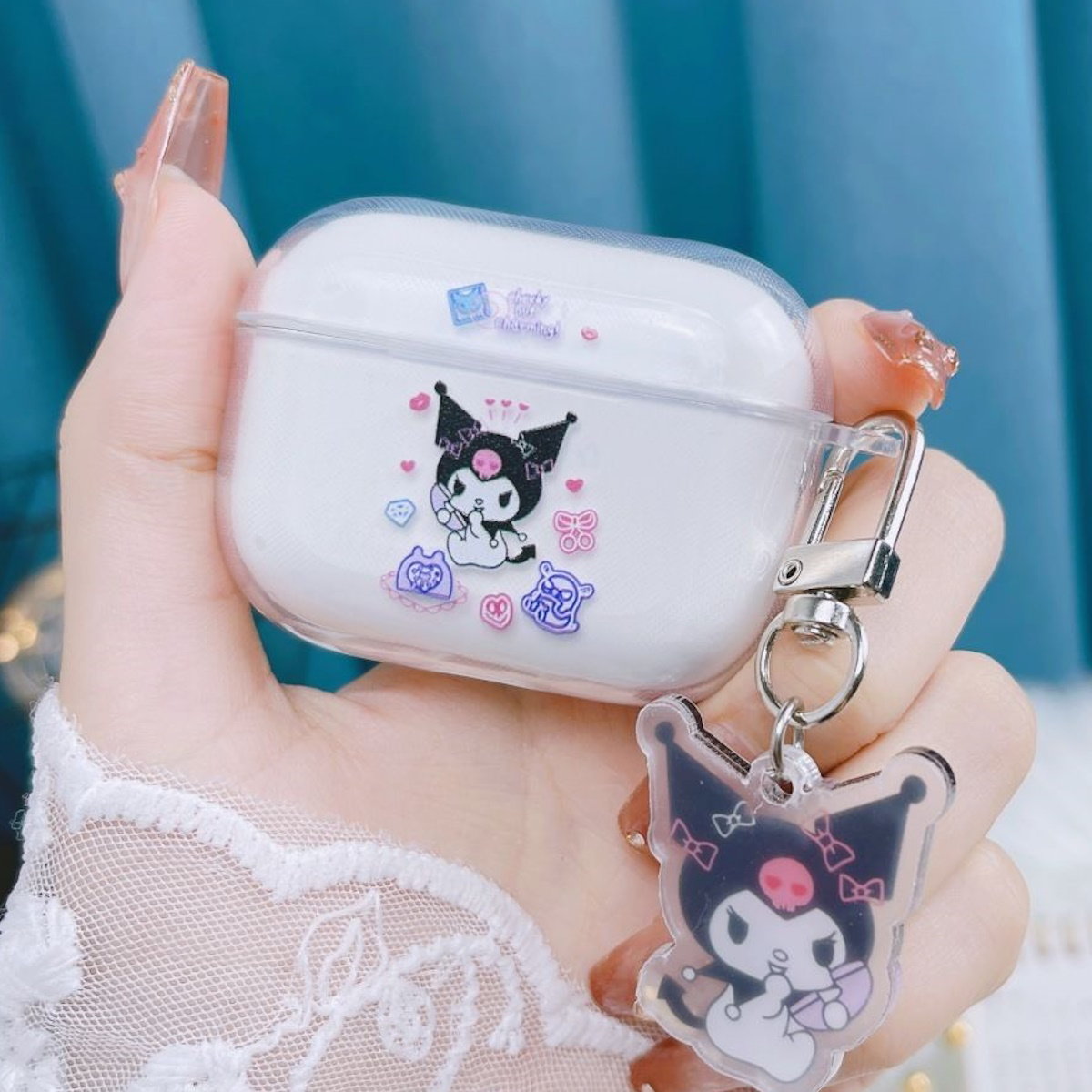 Clear Kuromi AirPods Case - ChildAngle