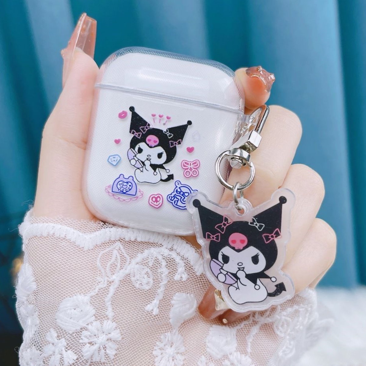 Clear Kuromi AirPods Case - ChildAngle