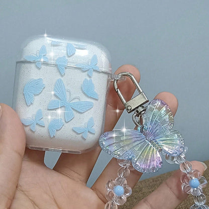 Clear Crystal Butterfly Style AirPods Case with Butterfly Pendant Bead Bracelets - ChildAngle