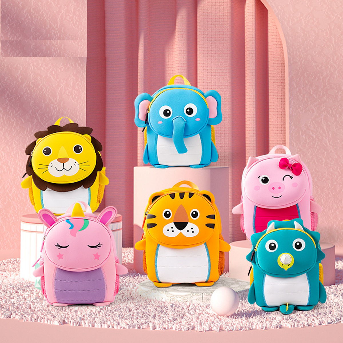 Cute Cartoon Animal with 3D Ears Kindergarten Backpack for Toddlers, D Cute Cartoon Animal with 3D Ears Kindergarten Backpack for Toddlers, D