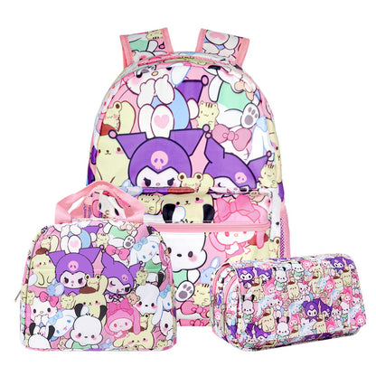 Roblox Stitch Sanrio Kuromi Hello Kitty Cinnamoroll 3PCS Cute Cartoon Backpack and Lunchbox Pencil Case Set for School - ChildAngle