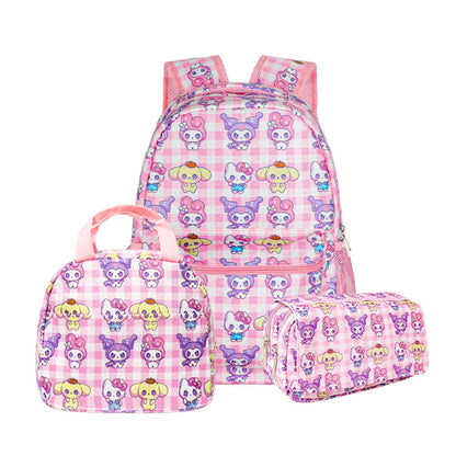 Roblox Stitch Sanrio Kuromi Hello Kitty Cinnamoroll 3PCS Cute Cartoon Backpack and Lunchbox Pencil Case Set for School - ChildAngle