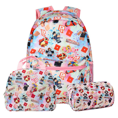 Roblox Stitch Sanrio Kuromi Hello Kitty Cinnamoroll 3PCS Cute Cartoon Backpack and Lunchbox Pencil Case Set for School - ChildAngle