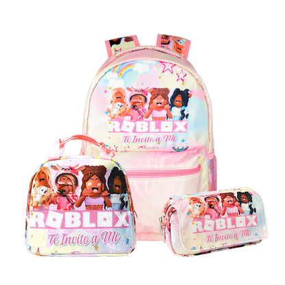 Roblox Stitch Sanrio Kuromi Hello Kitty Cinnamoroll 3PCS Cute Cartoon Backpack and Lunchbox Pencil Case Set for School - ChildAngle