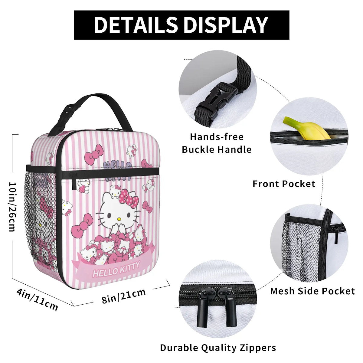 Cute Pattern Hello Kitty Lunch Bags Portable Insulated School Lunch Bag - ChildAngle