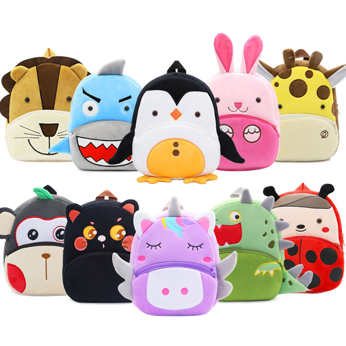 Cute Plush Cartoon Animal with Ears Kindergarten Backpack for Toddlers, AC