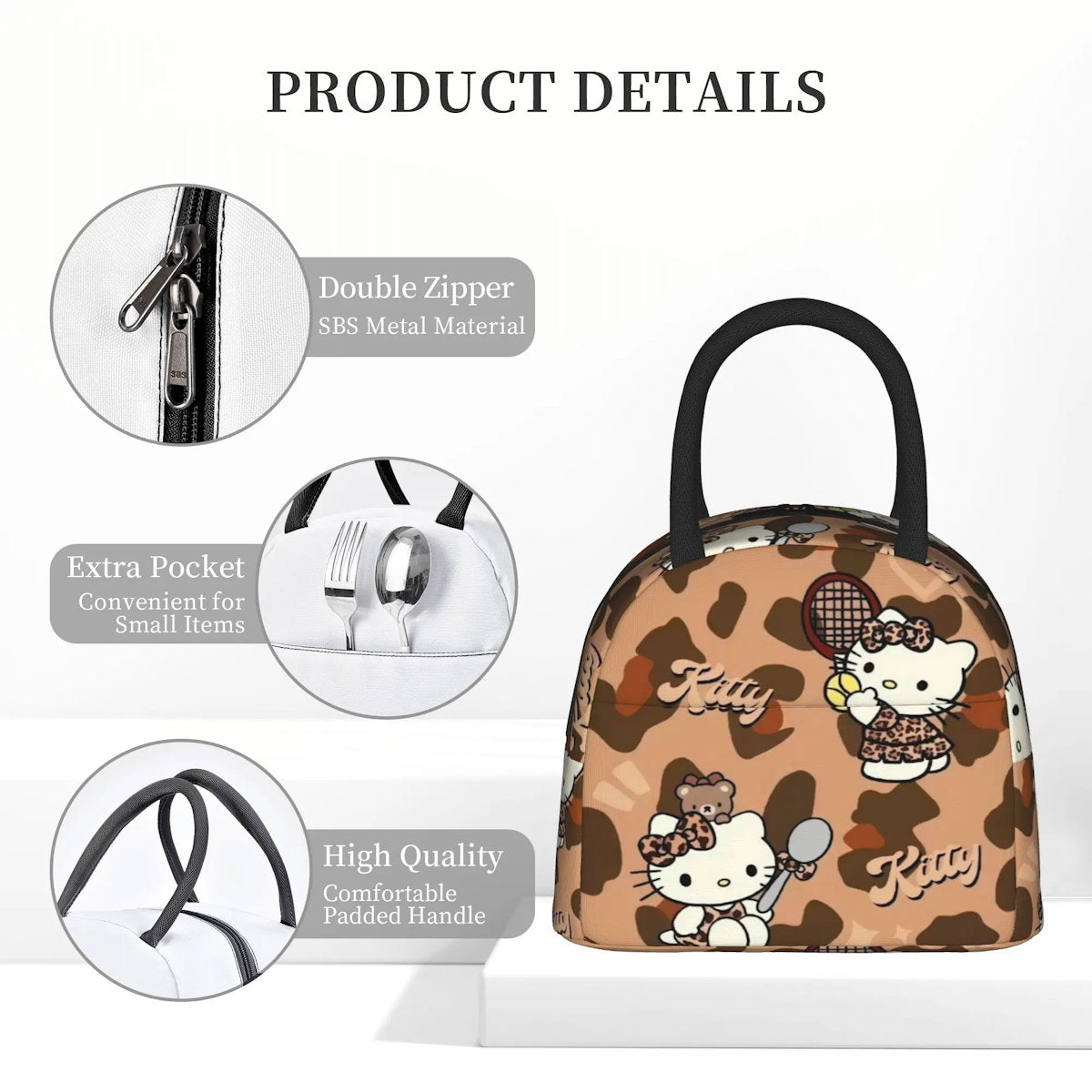 Hello Kitty Lunch Bags Portable Insulated Tote for Schools - ChildAngle