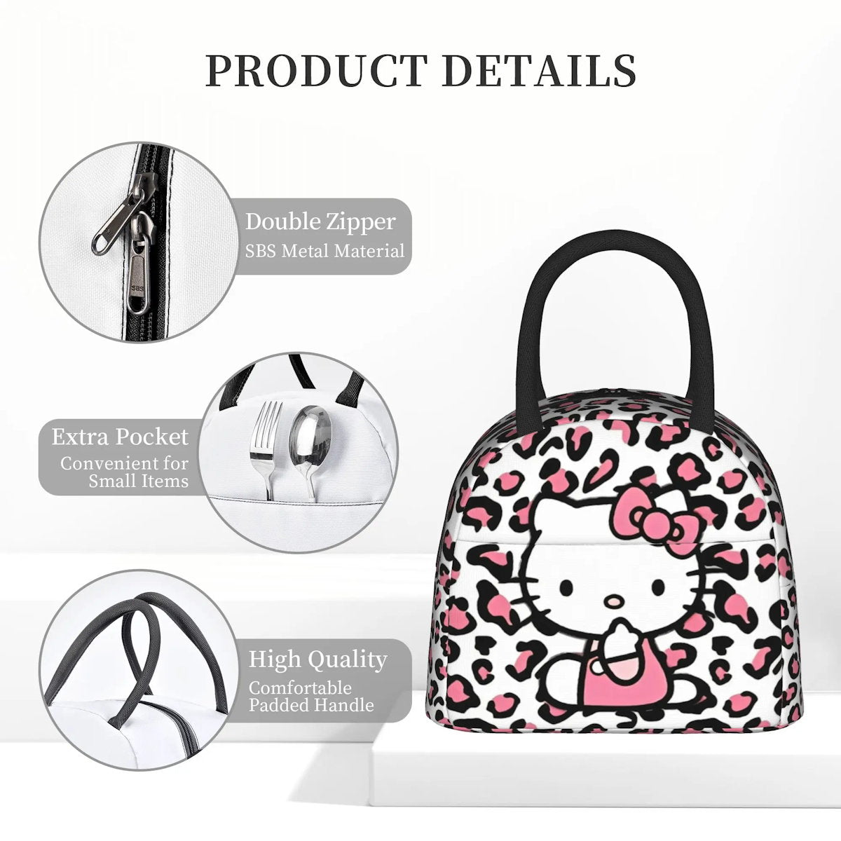 Hello Kitty Lunch Bags Portable Insulated Tote for Schools - ChildAngle