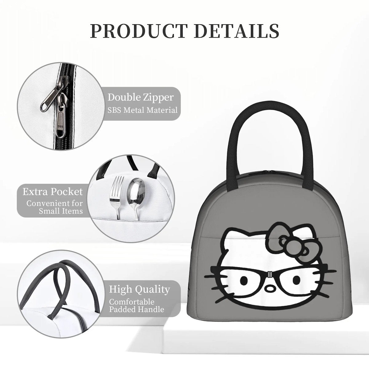 Hello Kitty Lunch Bags Portable Insulated Tote for Schools - ChildAngle