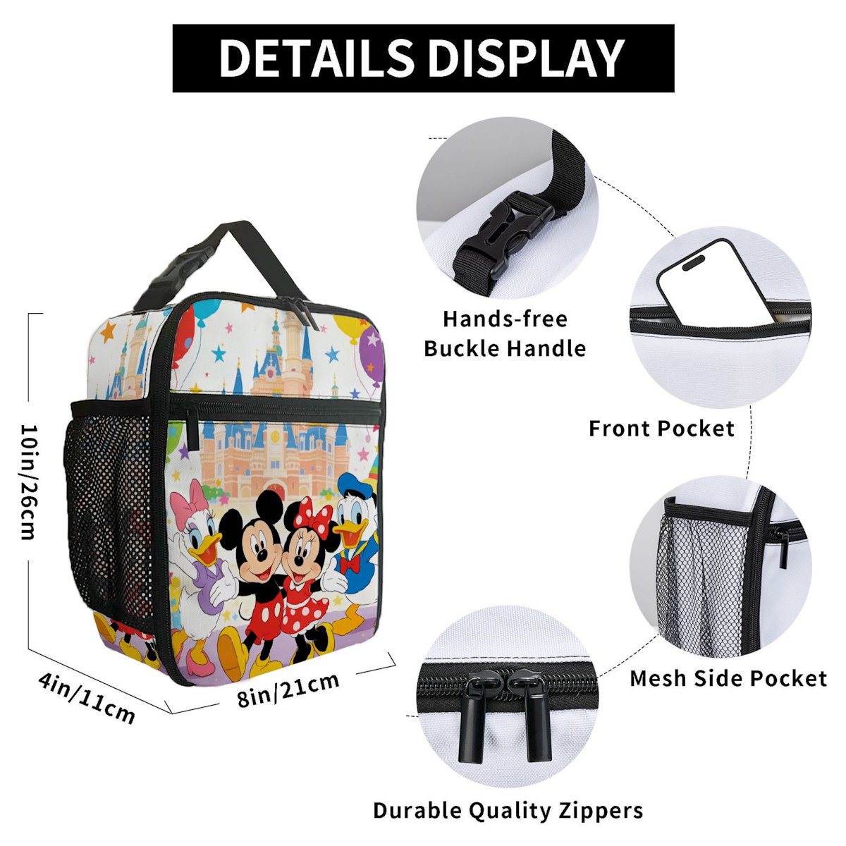 Disney Mickey Mouse Minnie Mouse Lunch Bag Portable Lunch Tote - ChildAngle