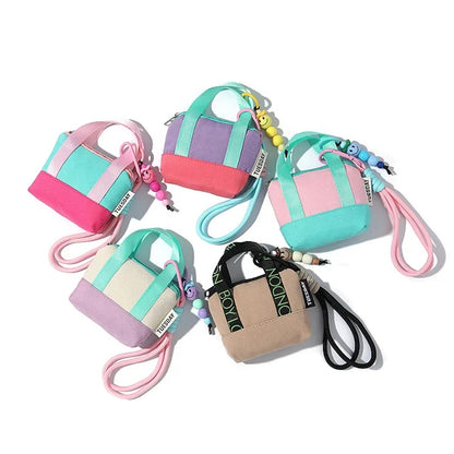 Set of canvas colorful small handbags with straps for AirPods and all Earphones - ChildAngle Universal AirPods Case