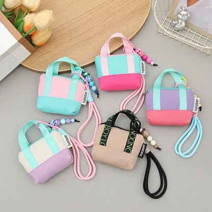 Set of canvas colorful small handbags with straps for AirPods and all Earphones - ChildAngle Universal AirPods Case