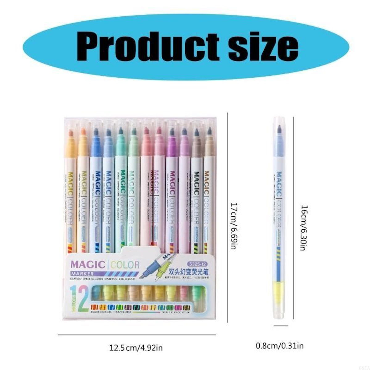6/12 PCS Double Tip Non Bleed Color Changing Highlighters Pen Set for Students - ChildAngle