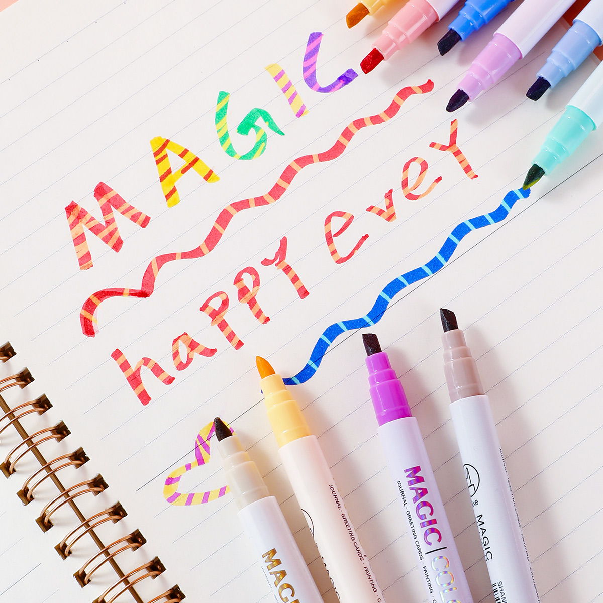 6/12 PCS Double Tip Non Bleed Color Changing Highlighters Pen Set for Students - ChildAngle