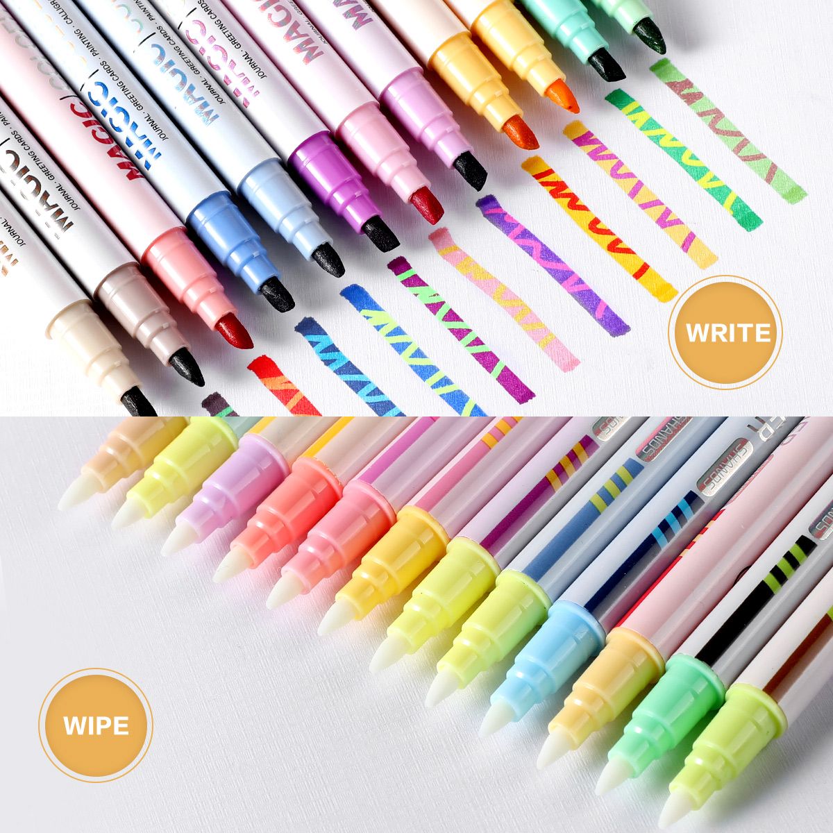 6/12 PCS Double Tip Non Bleed Color Changing Highlighters Pen Set for Students - ChildAngle