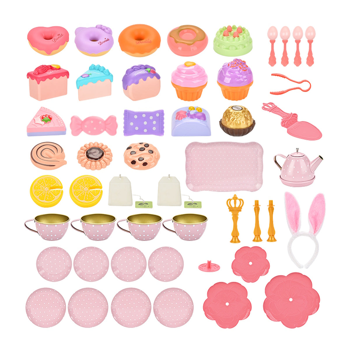 Easter Bunny Afternoon Tea Party Pretend Play Toys with Alloy Storage Box - ChildAngle