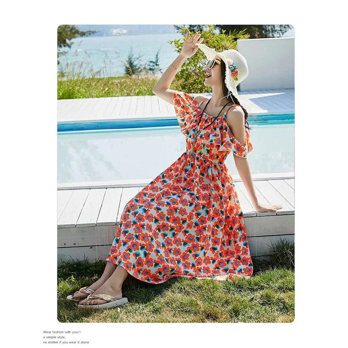 Off-Shoulder Flower Print Family Matching Dress White Shirts and Flower Print Shirts Shorts - ChildAngle Family Matching Swimsuits for Beach