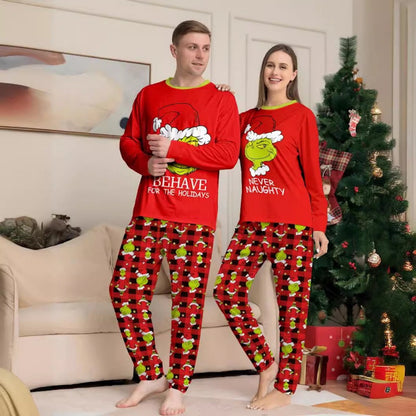 Grinch Family Pajamas for Christmas Family Matching Xmas Nightwear Sleepwear PJs Set