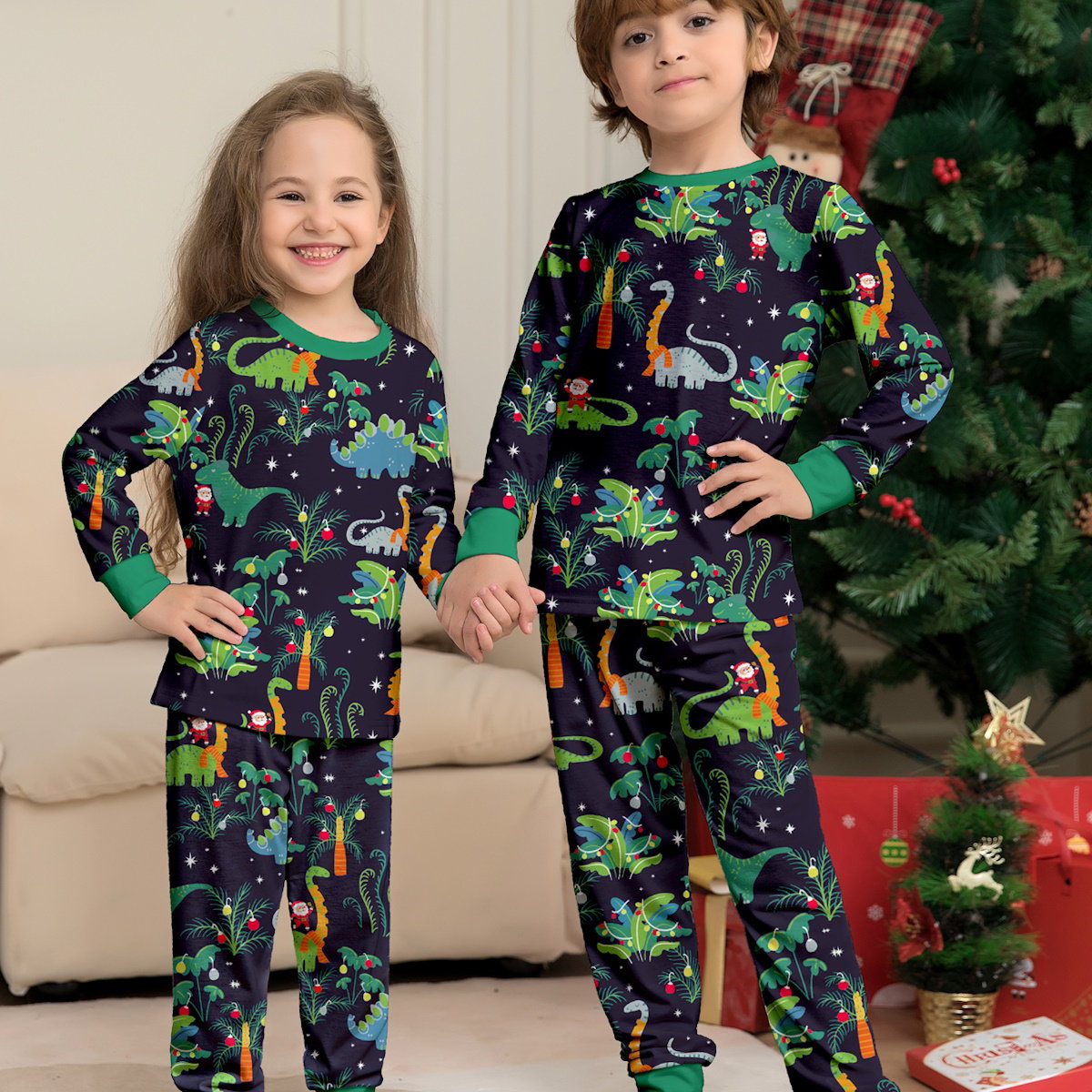 Allover dinosaur print family matching pajama set - ChildAngle Christmas Family Matching Pajama Set