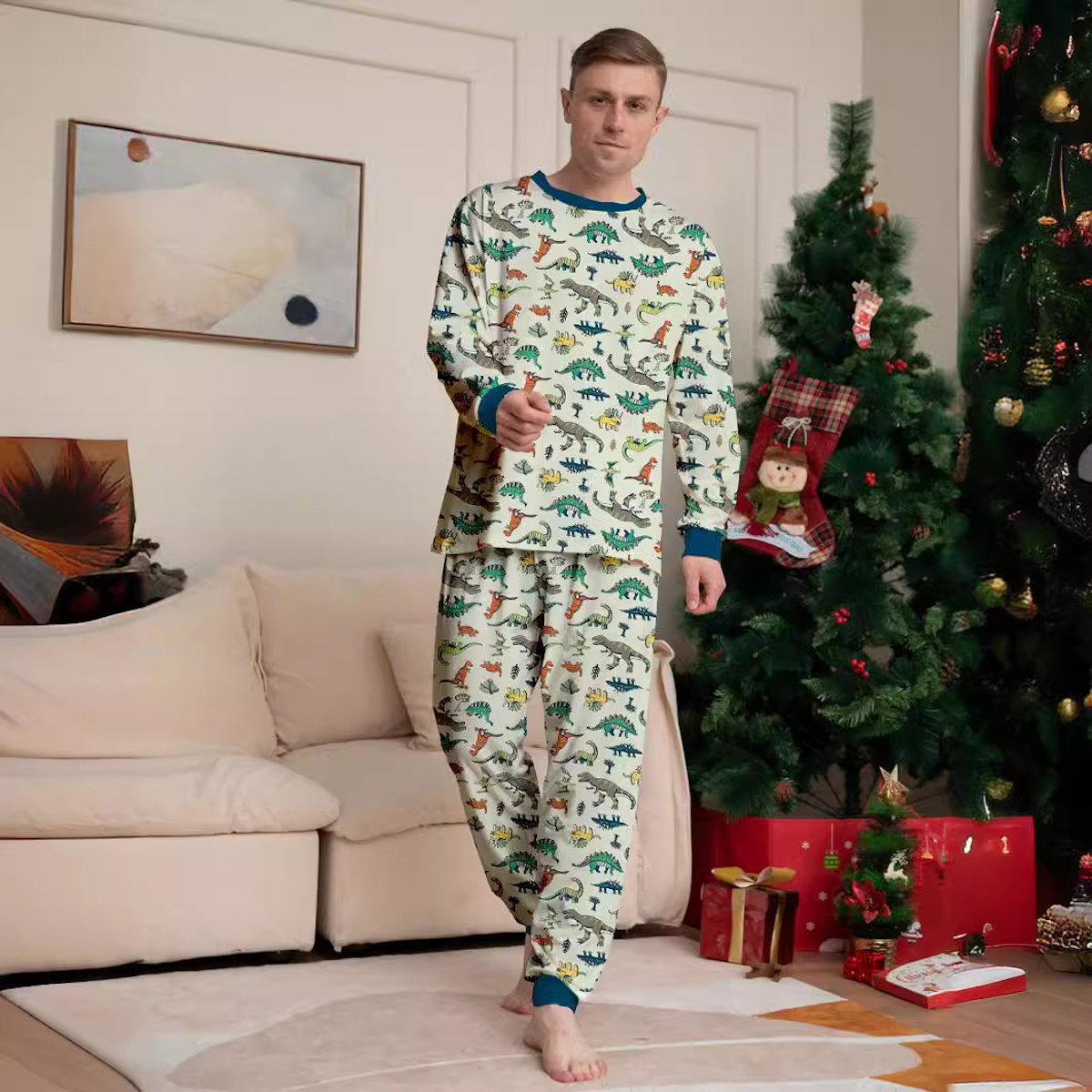 Allover dinosaur print family matching pajama set - ChildAngle Christmas Family Matching Pajama Set