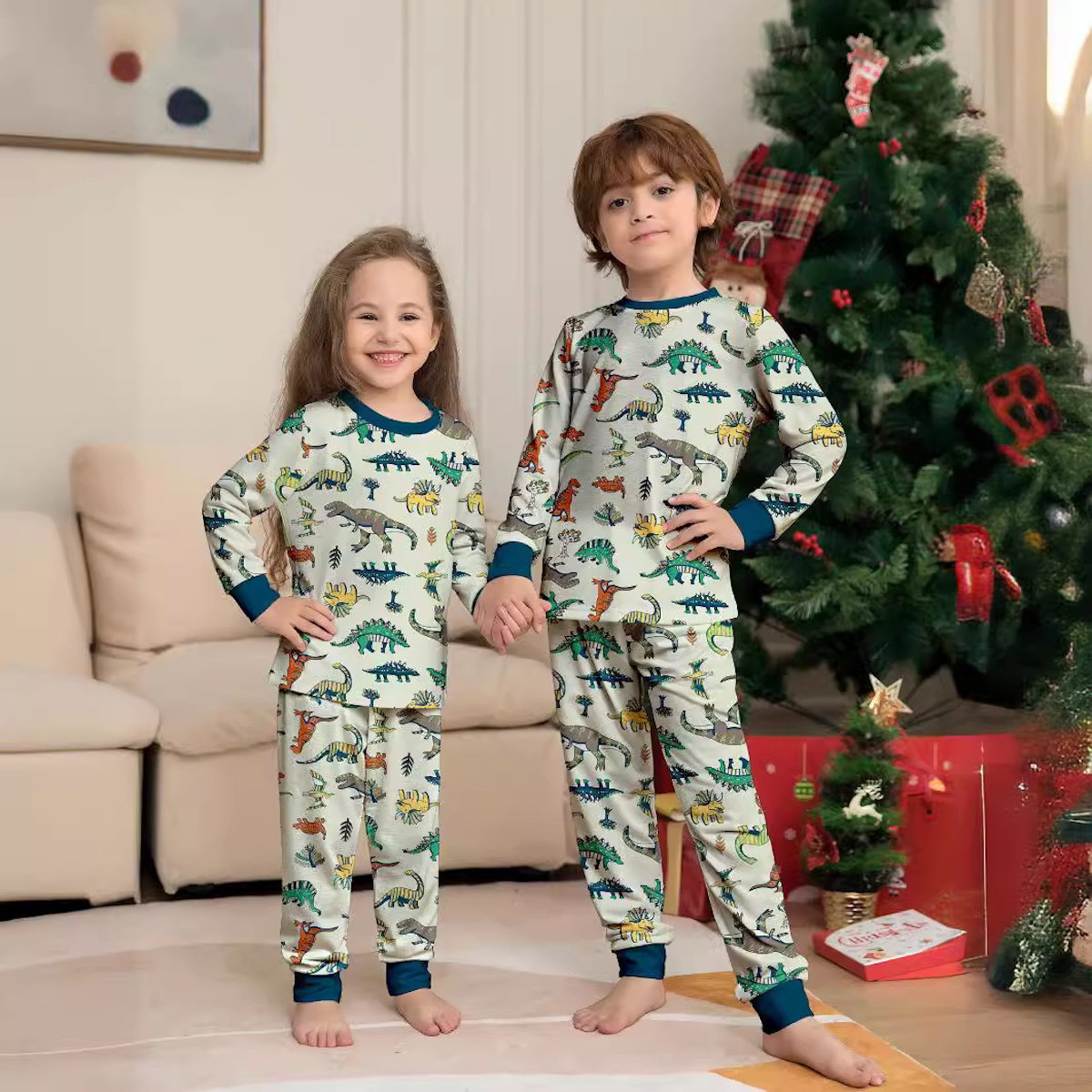 Allover dinosaur print family matching pajama set - ChildAngle Christmas Family Matching Pajama Set