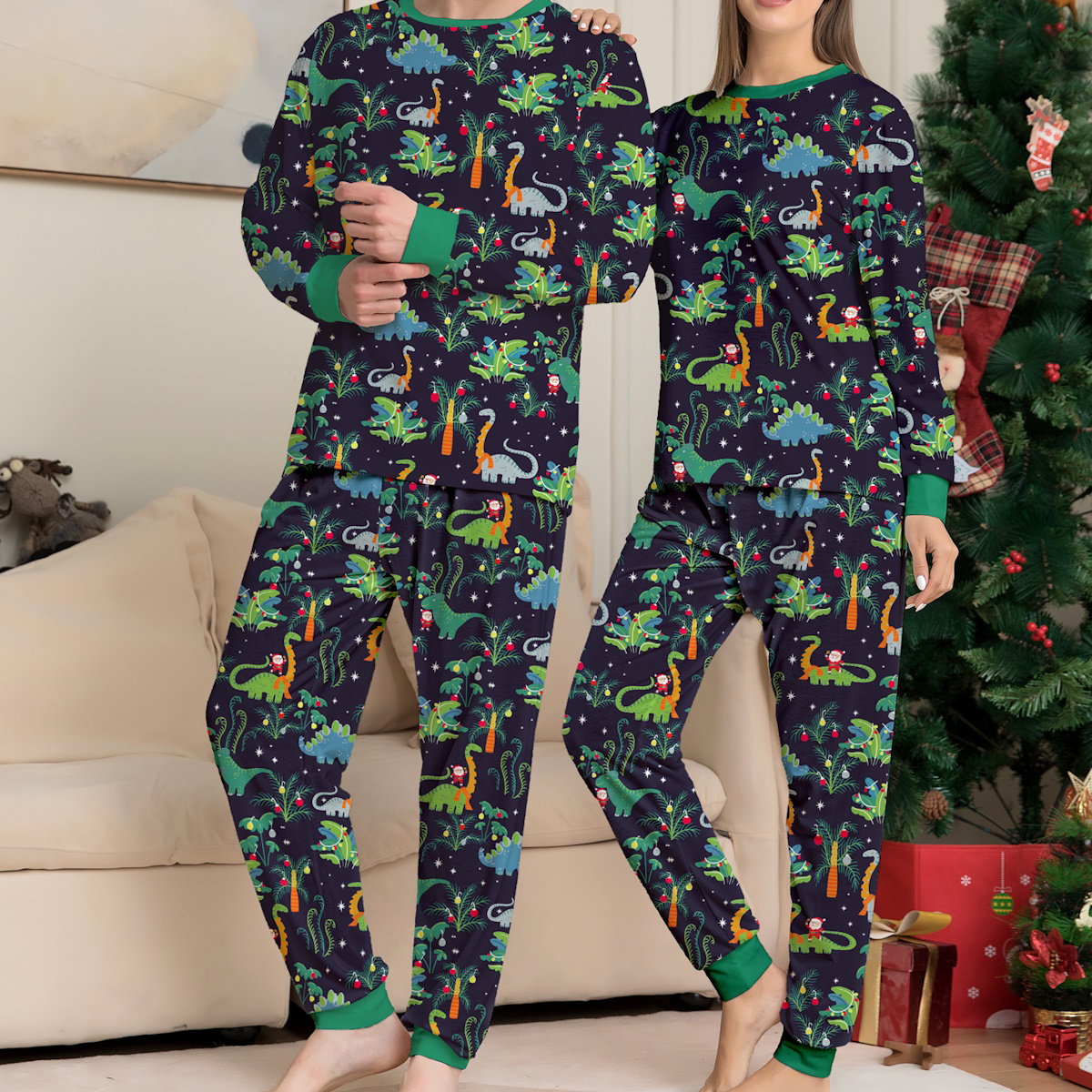 Allover dinosaur print family matching pajama set - ChildAngle Christmas Family Matching Pajama Set