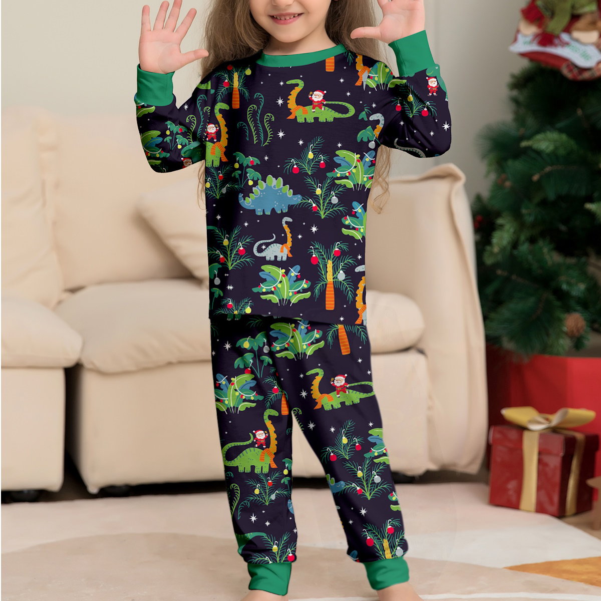 Allover dinosaur print family matching pajama set - ChildAngle Christmas Family Matching Pajama Set