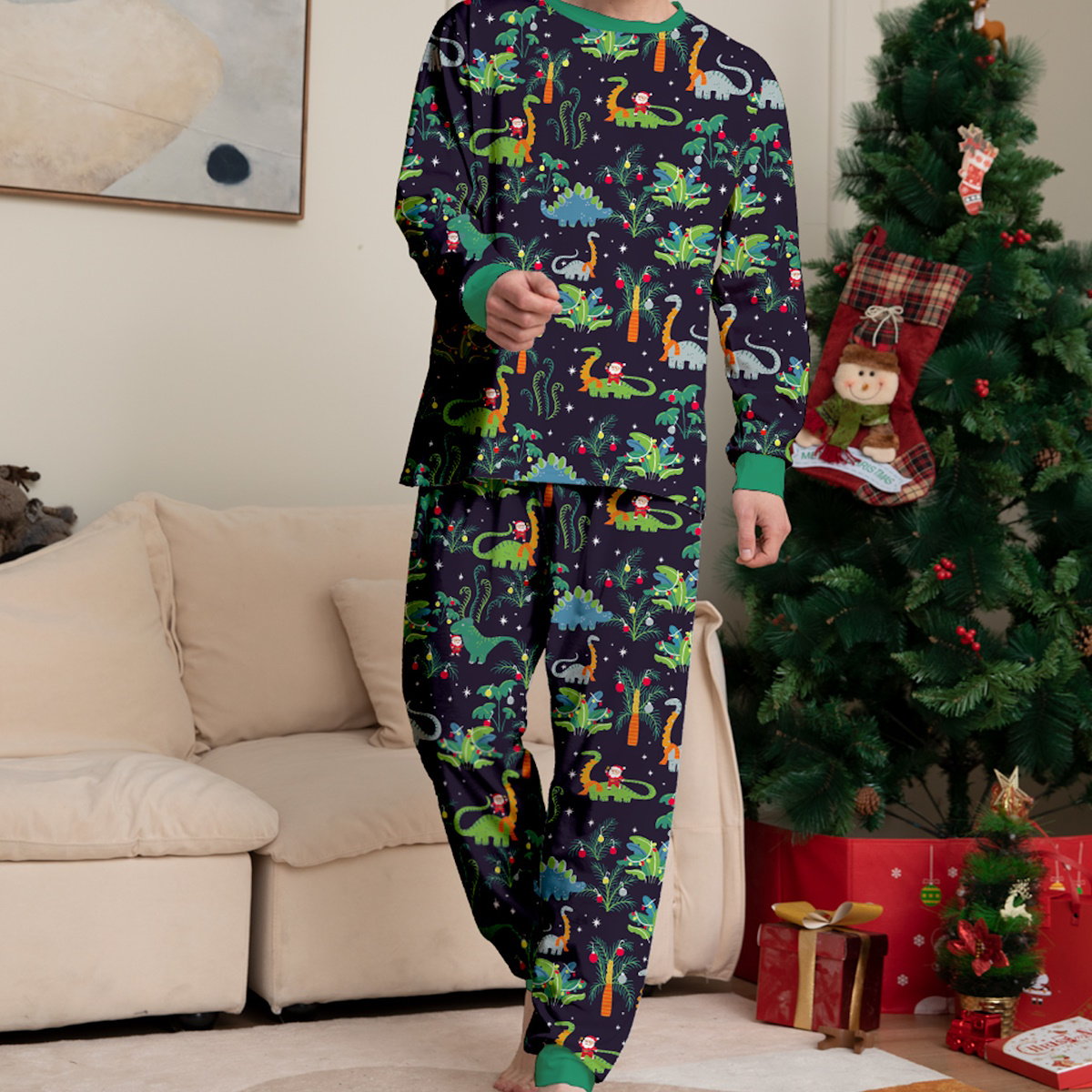 Allover dinosaur print family matching pajama set - ChildAngle Christmas Family Matching Pajama Set