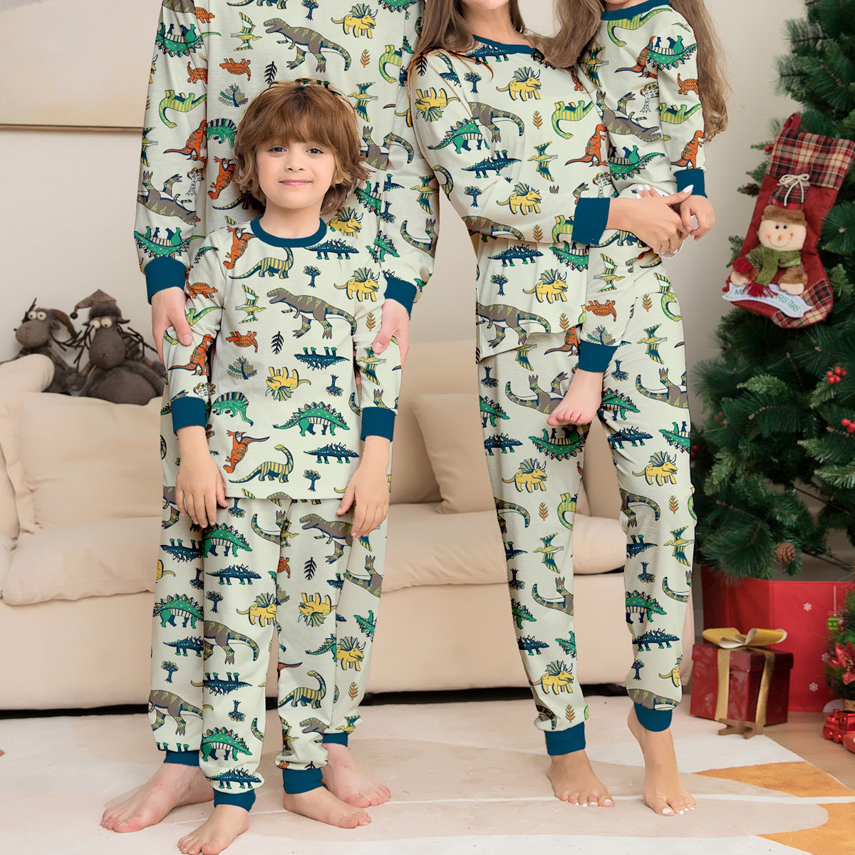 Allover dinosaur print family matching pajama set - ChildAngle Christmas Family Matching Pajama Set