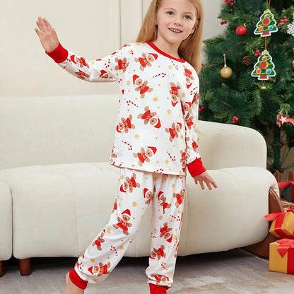 Allover Print Long Sleeve Gingerbread Family Pajamas - ChildAngle