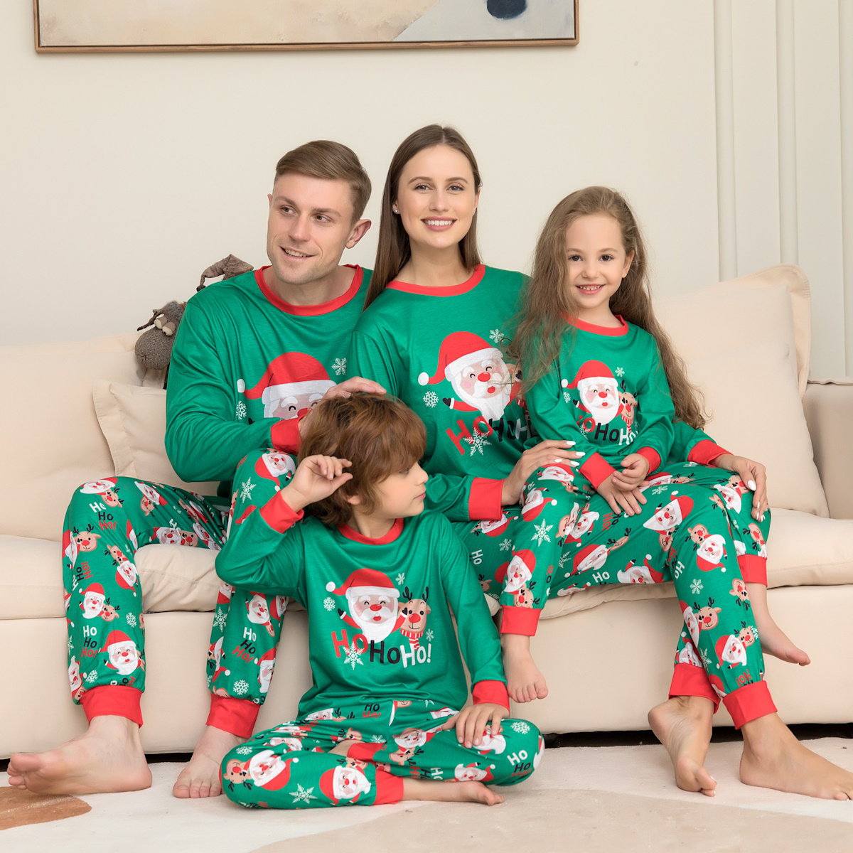 Family Matching Christmas Pajamas Set Santa Claus Reindeer Xmas Nightwear Sleepwear PJs Set - ChildAngle