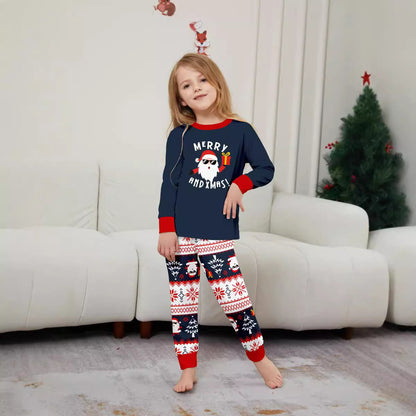 Santa Claus Holding a Gift Box Letter Print Family Matching Christmas Pajamas - ChildAngle Family Matching Christmas Pajama Set
