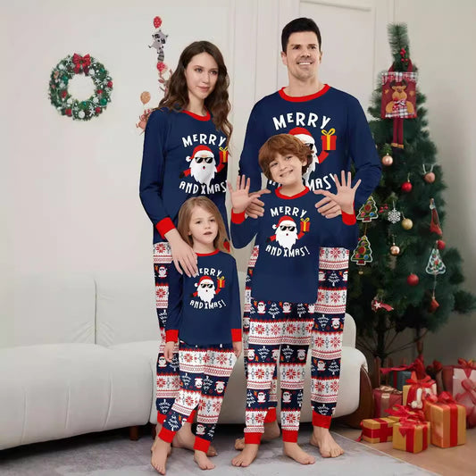 Santa Claus Holding a Gift Box Letter Print Family Matching Christmas Pajamas - ChildAngle Family Matching Christmas Pajama Set