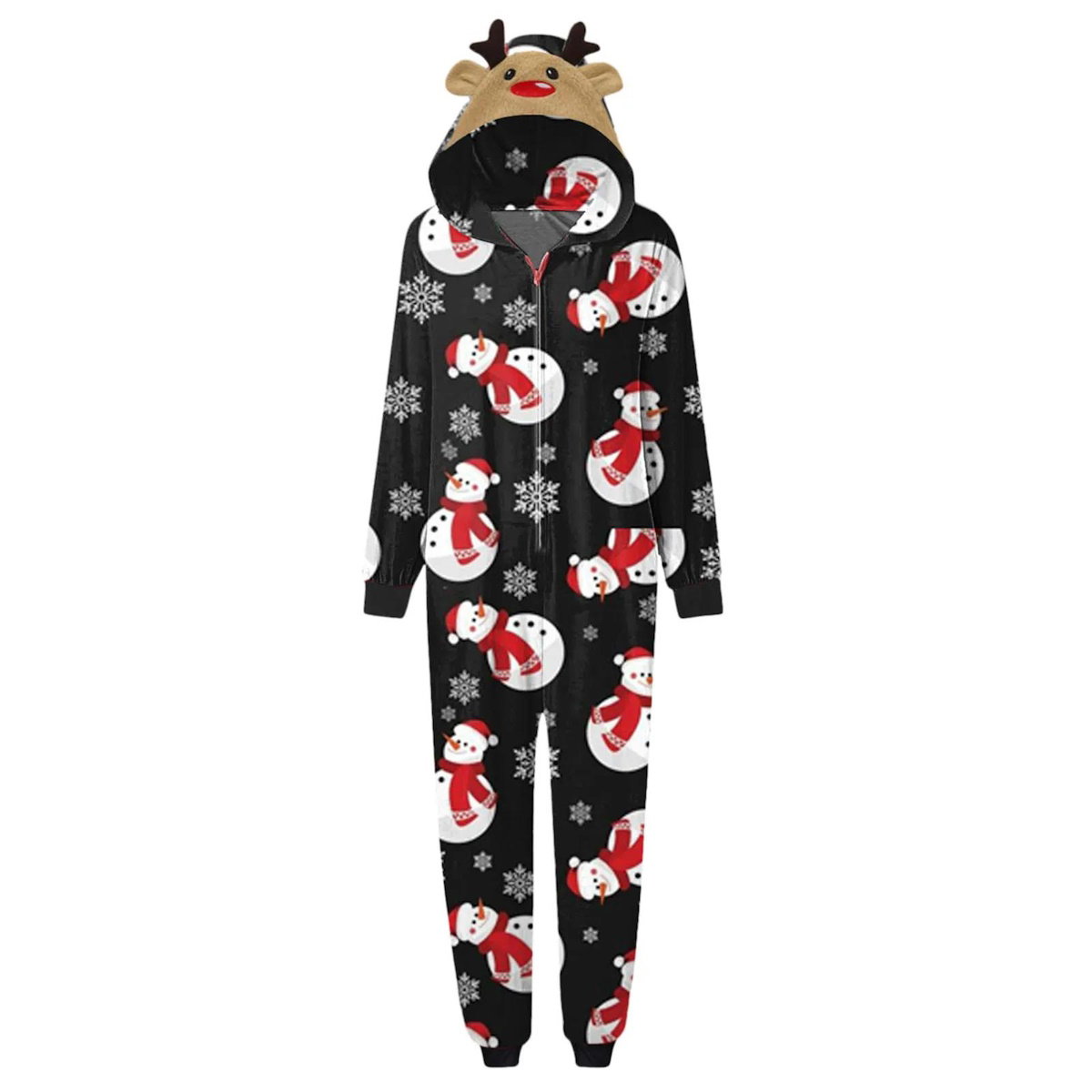 Red family-themed onesies with snowman pattern - ChildAngle Snowman Family Matching Onesie Pajamas