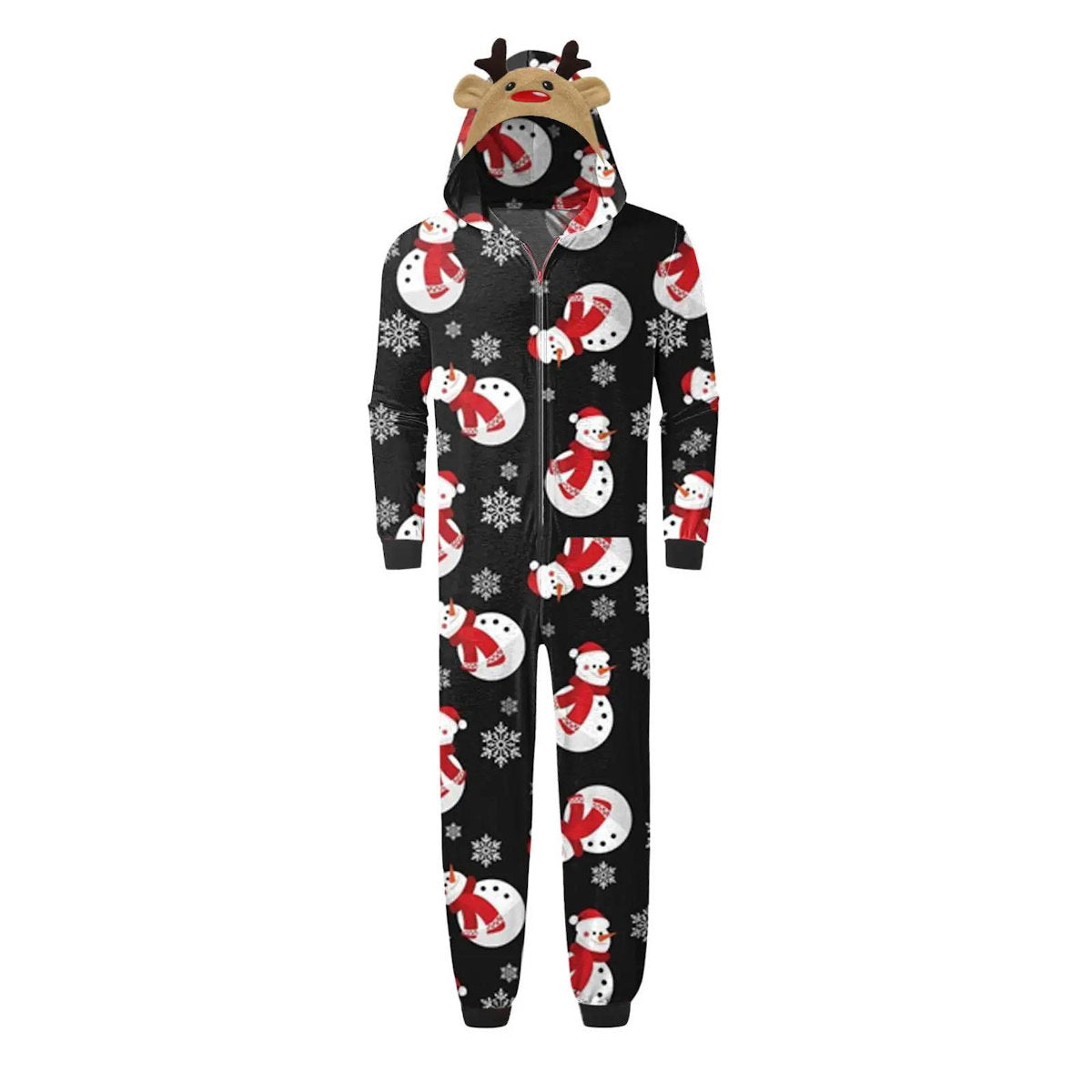 Red family-themed onesies with snowman pattern - ChildAngle Snowman Family Matching Onesie Pajamas