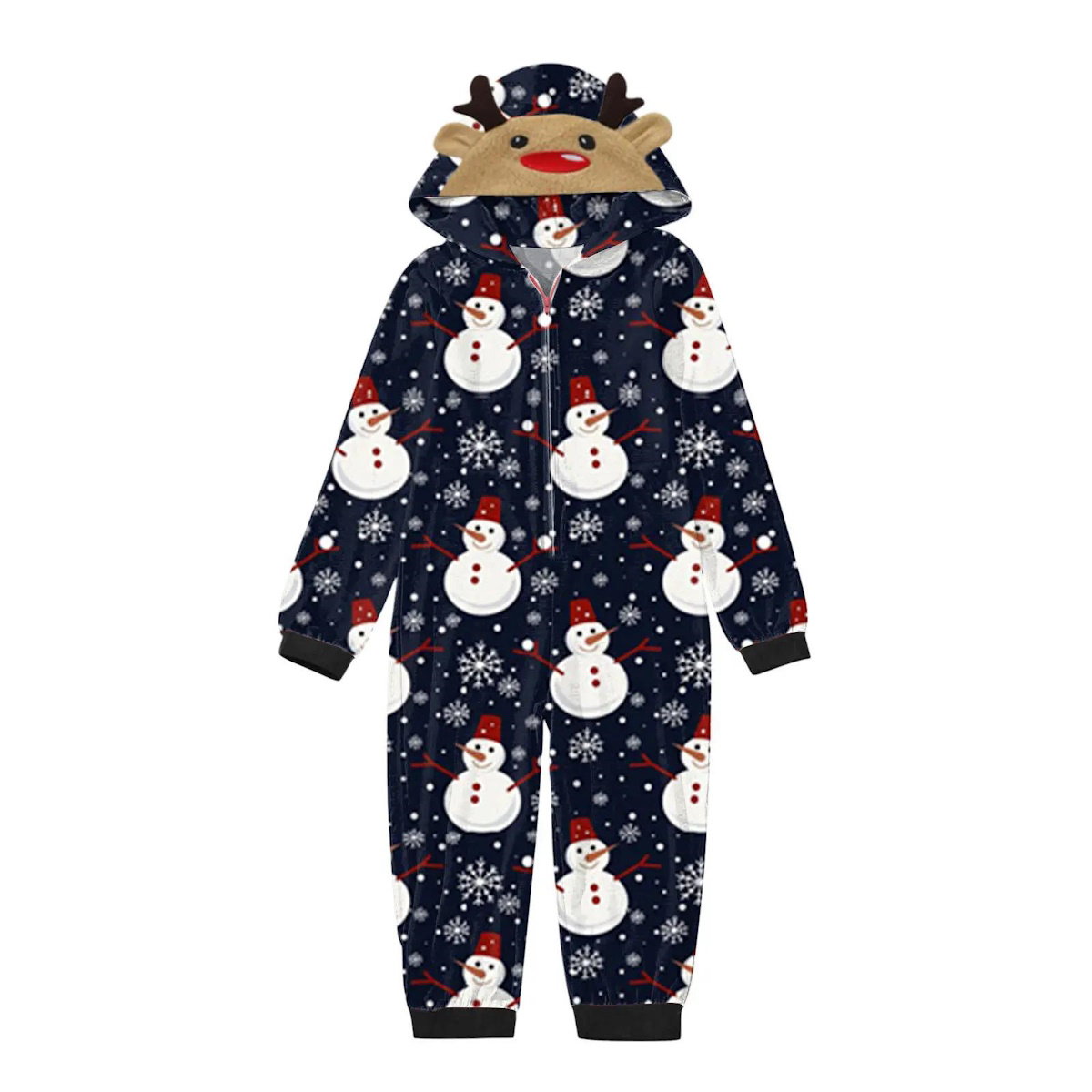 Red family-themed onesies with snowman pattern - ChildAngle Snowman Family Matching Onesie Pajamas