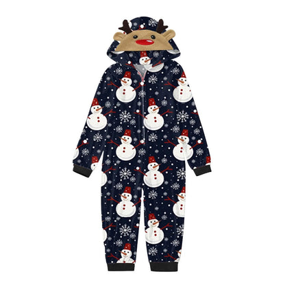 Red family-themed onesies with snowman pattern - ChildAngle Snowman Family Matching Onesie Pajamas
