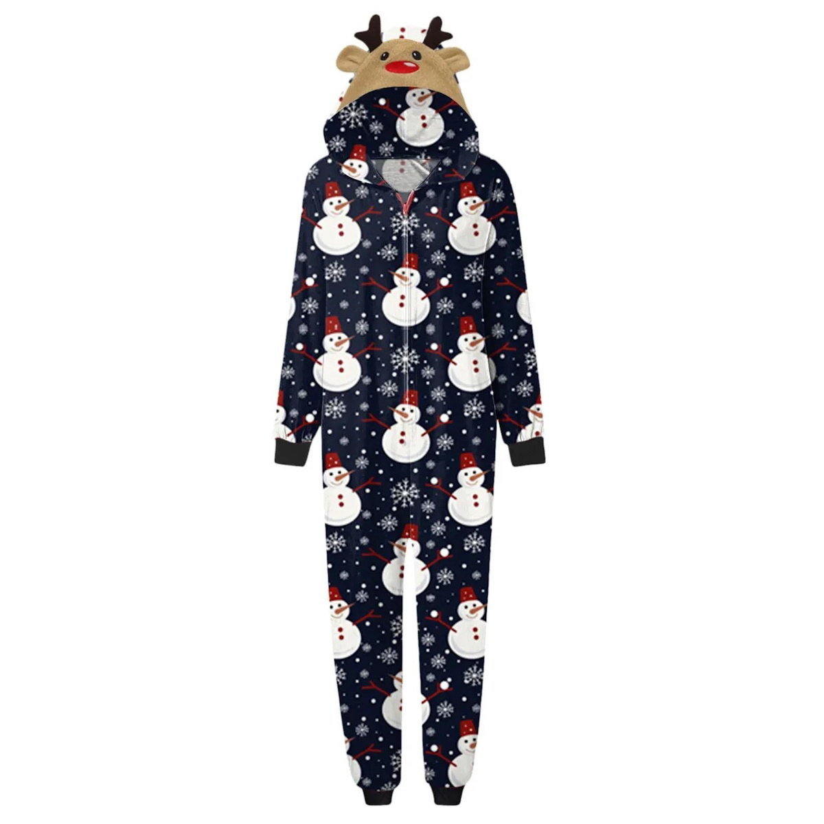 Red family-themed onesies with snowman pattern - ChildAngle Snowman Family Matching Onesie Pajamas