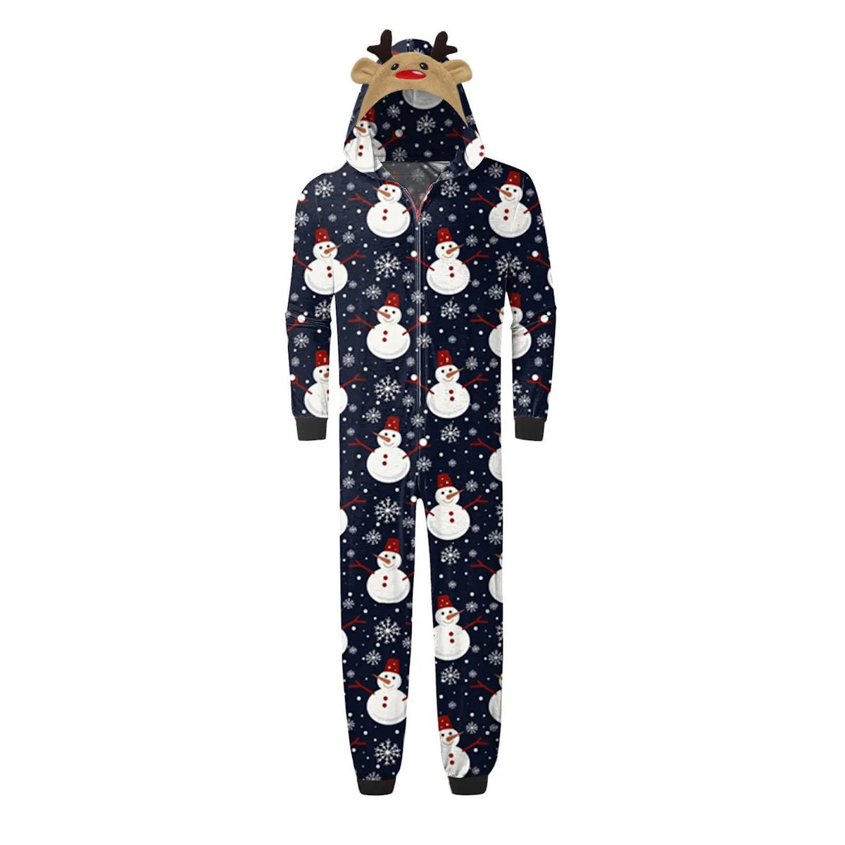 Red family-themed onesies with snowman pattern - ChildAngle Snowman Family Matching Onesie Pajamas