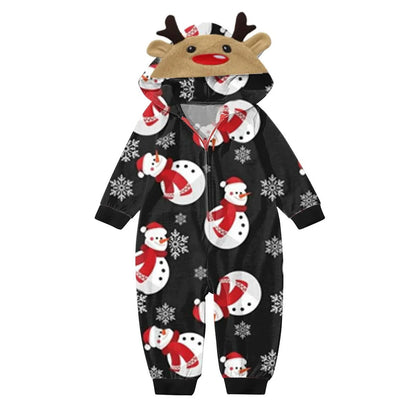 Red family-themed onesies with snowman pattern - ChildAngle Snowman Family Matching Onesie Pajamas