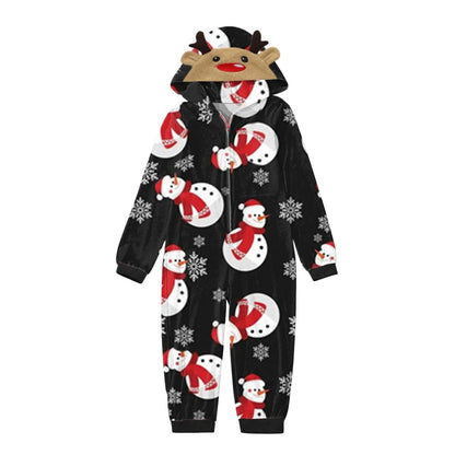 Red family-themed onesies with snowman pattern - ChildAngle Snowman Family Matching Onesie Pajamas